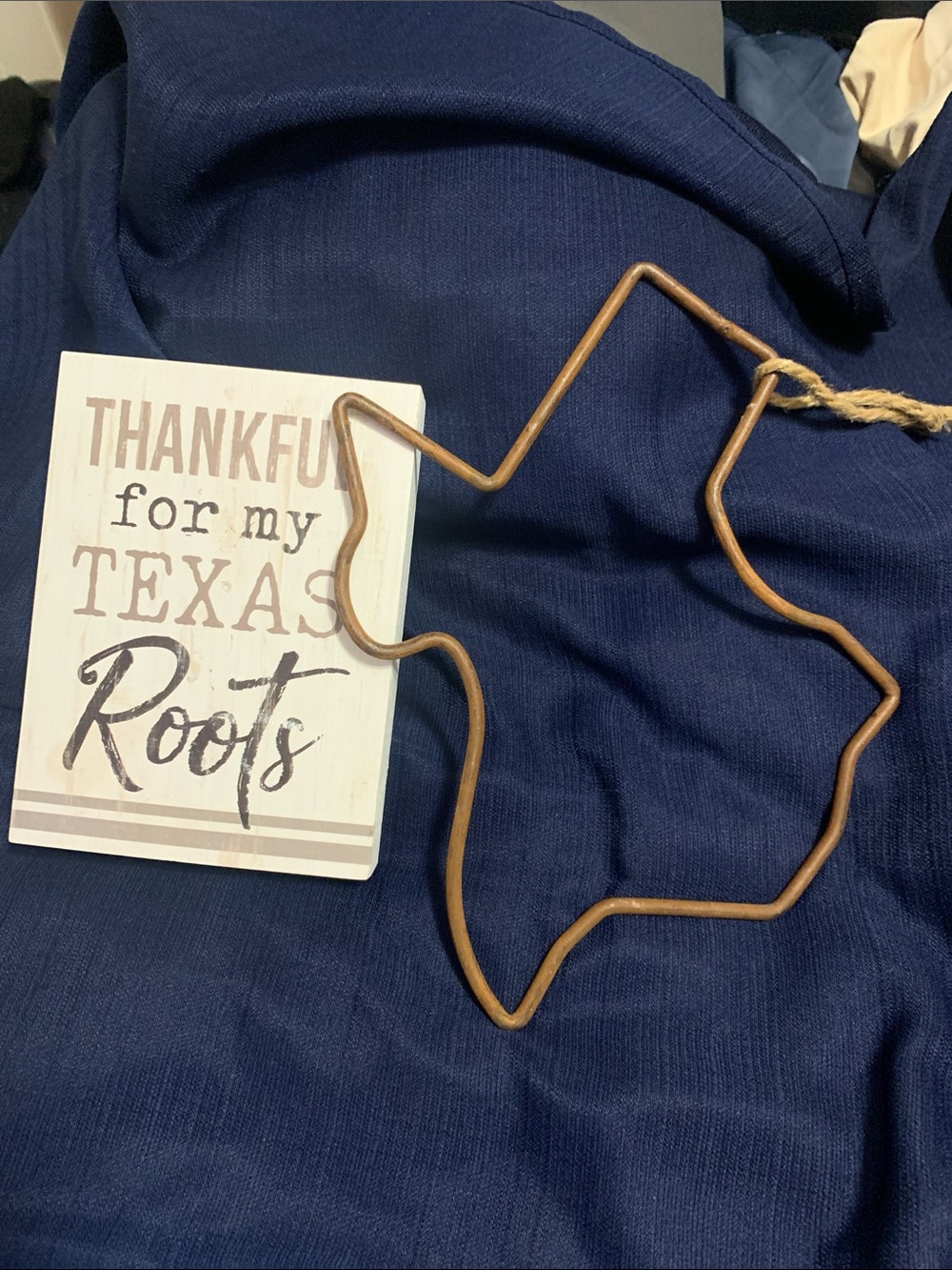 Source Unknown Copper-Tone Texas Wire State Outline with Navy Accents